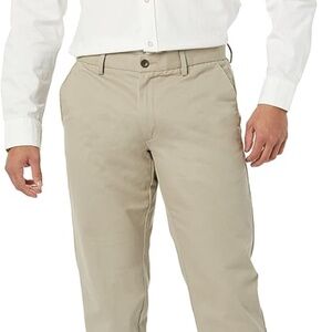 Men's Straight-Fit Wrinkle-Resistant Flat-Front Chino Pant, Khaki